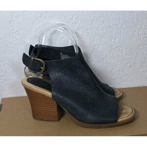 Born Women’s Black Leather Open Toe Slingback Sandal Bootie Moraine Size 8m